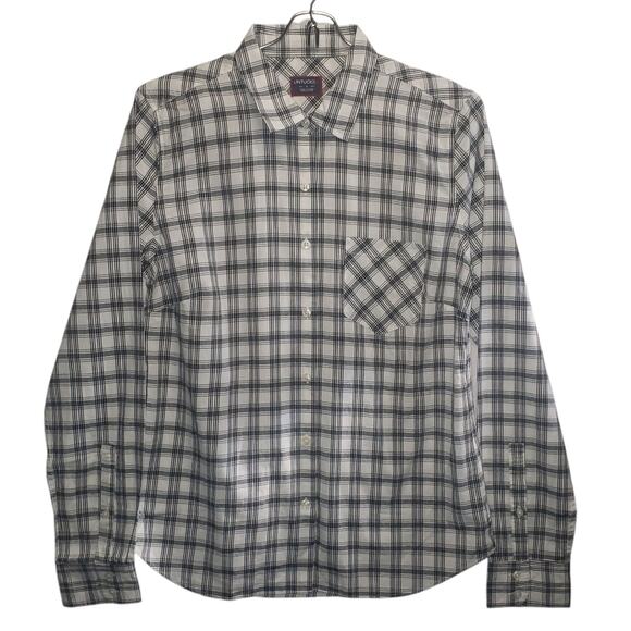 UNTUCKit Women’s Plaid Cotton Shirt Size 4 Black Gray Button-Up NWT Classic Fit - Picture 1 of 7